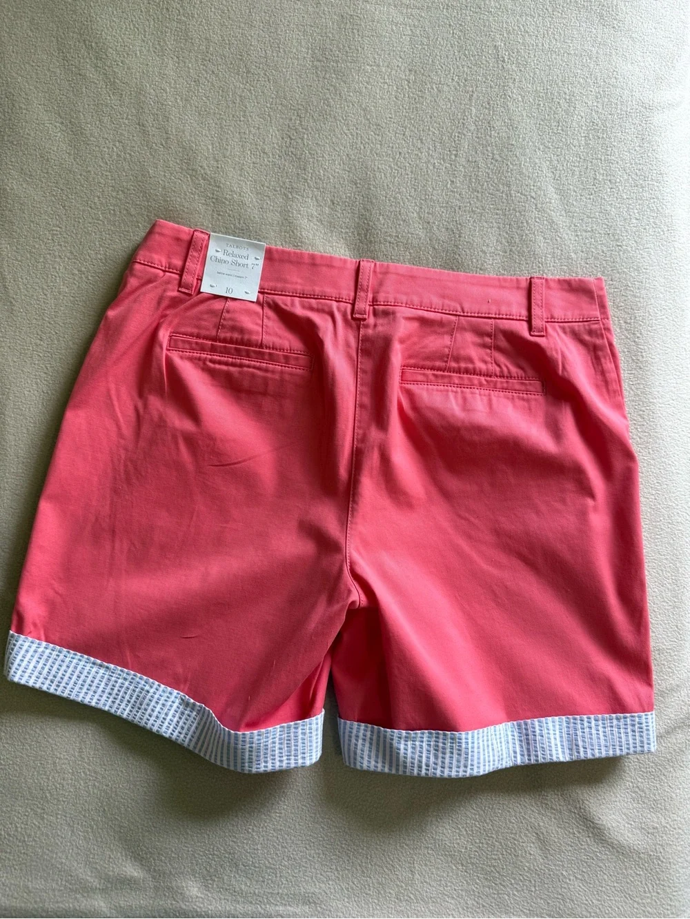 Talbots Coral Pink Chino Shorts - Bright Pink Tailored Style - Picture 3 of 6